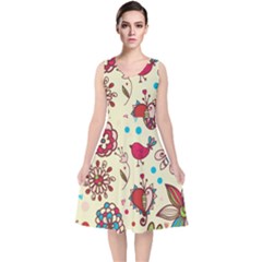 Spring Time Fun V-neck Midi Sleeveless Dress 