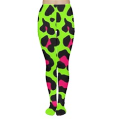 Neon Green Leopard Print Women s Tights