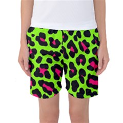 Neon Green Leopard Print Women s Basketball Shorts by allthingseveryone