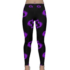 Purple Pisces On Black Background Classic Yoga Leggings by allthingseveryone