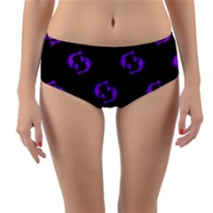 Purple Pisces On Black Background Reversible Mid-waist Bikini Bottoms by allthingseveryone