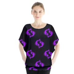 Purple Pisces On Black Background Blouse