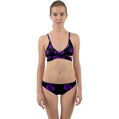 Purple Pisces On Black Background Wrap Around Bikini Set by allthingseveryone