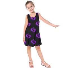 Purple Pisces On Black Background Kids  Sleeveless Dress by allthingseveryone