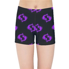 Purple Pisces On Black Background Kids Sports Shorts