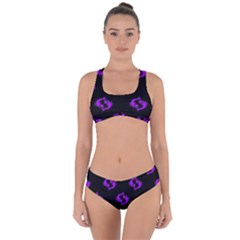 Purple Pisces On Black Background Criss Cross Bikini Set by allthingseveryone