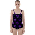 Purple Pisces On Black Background Twist Front Tankini Set View1