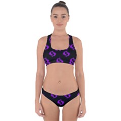 Purple Pisces On Black Background Cross Back Hipster Bikini Set by allthingseveryone