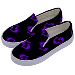 Purple Pisces On Black Background Kids  Canvas Slip Ons by allthingseveryone