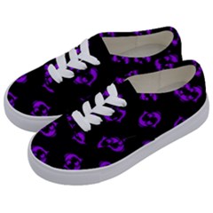 Purple Pisces On Black Background Kids  Classic Low Top Sneakers by allthingseveryone