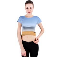 Desert Dunes With Blue Sky Crew Neck Crop Top by Ucco