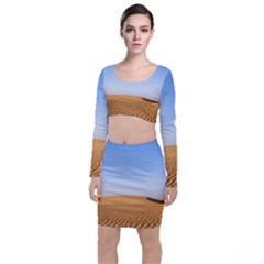 Desert Dunes With Blue Sky Long Sleeve Crop Top & Bodycon Skirt Set