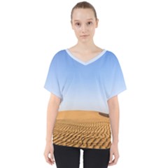 Desert Dunes With Blue Sky V-neck Dolman Drape Top