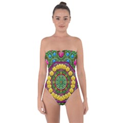 Bohemian Chic In Fantasy Style Tie Back One Piece Swimsuit by pepitasart