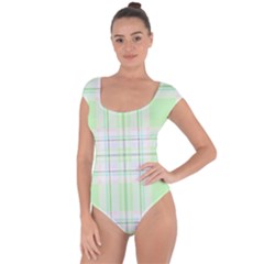 Green Pastel Plaid Short Sleeve Leotard  by allthingseveryone