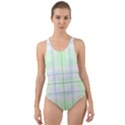 Green Pastel Plaid Cut-Out Back One Piece Swimsuit View1