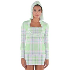 Green Pastel Plaid Long Sleeve Hooded T-shirt by allthingseveryone