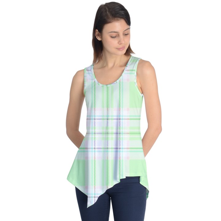 Green Pastel Plaid Sleeveless Tunic