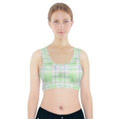 Green Pastel Plaid Sports Bra With Pocket