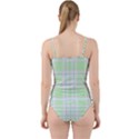 Green Pastel Plaid Cut Out Top Tankini Set View2