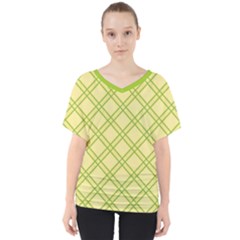 Tartan (yellow And Green)  V-neck Dolman Drape Top