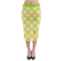 Tartan (yellow And Green)  Midi Pencil Skirt by berwies