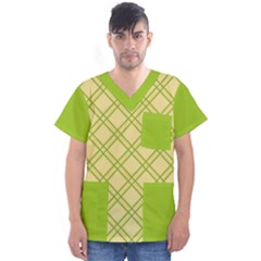 Tartan (yellow And Green)  Men s V-neck Scrub Top