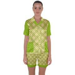 Tartan (yellow And Green)  Satin Short Sleeve Pyjamas Set by berwies