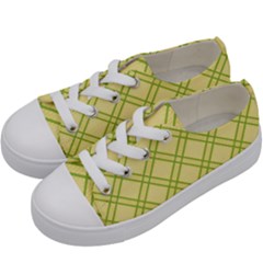 Tartan (yellow And Green)  Kids  Low Top Canvas Sneakers