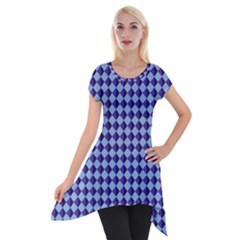 Blue Diamonds Short Sleeve Side Drop Tunic