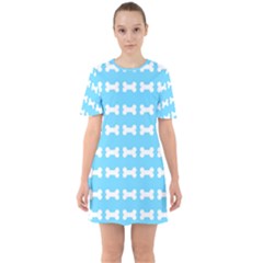 Dog Bone Background Dog Bone Pet Sixties Short Sleeve Mini Dress by Celenk