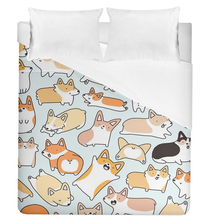 Corgilicious Corgi Doodle Art Duvet Cover (Queen Size)