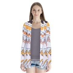 Corgilicious Corgi Doodle Art Drape Collar Cardigan by Celenk