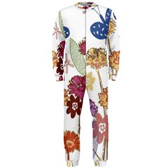 Flowers Butterflies Dragonflies Onepiece Jumpsuit (men)  by Celenk