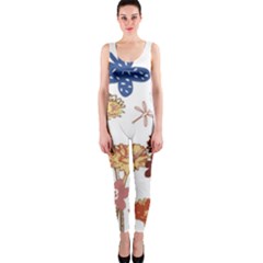 Flowers Butterflies Dragonflies Onepiece Catsuit by Celenk