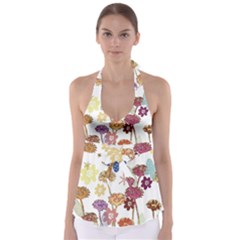 Flowers Butterflies Dragonflies Babydoll Tankini Top by Celenk