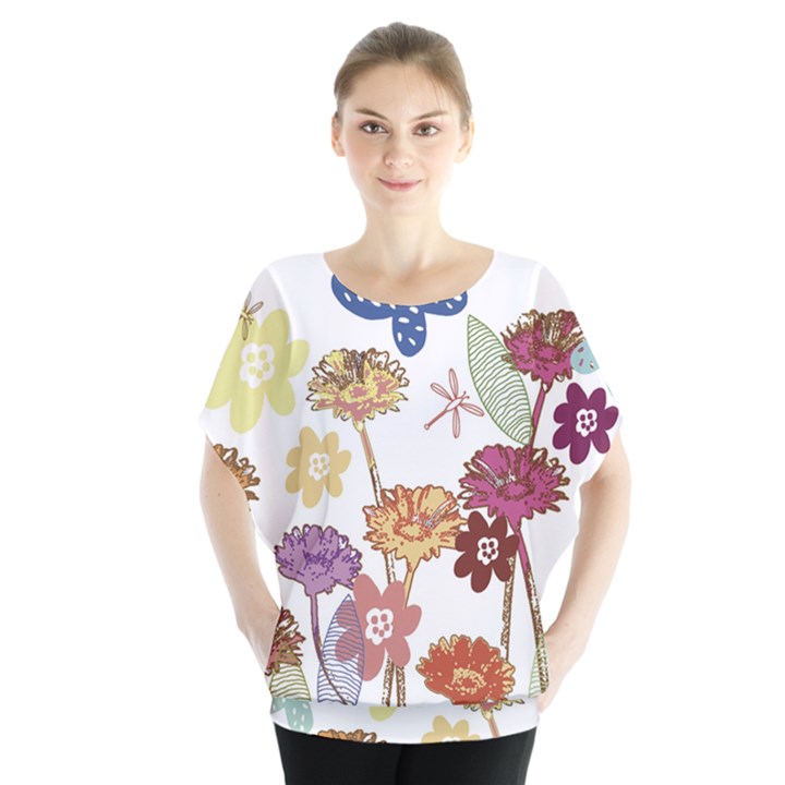 Flowers Butterflies Dragonflies Blouse