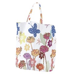 Flowers Butterflies Dragonflies Giant Grocery Zipper Tote