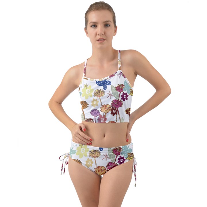 Flowers Butterflies Dragonflies Mini Tank Bikini Set