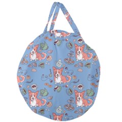 Dog Corgi Pattern Giant Round Zipper Tote