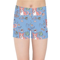 Dog Corgi Pattern Kids Sports Shorts by Celenk