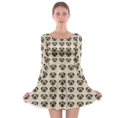 Puppy Dog Pug Pup Graphic Long Sleeve Skater Dress by Celenk