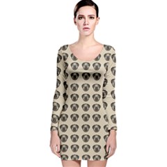 Puppy Dog Pug Pup Graphic Long Sleeve Velvet Bodycon Dress by Celenk