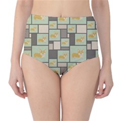 Quirky Corgi Kraft Present Gift Wrap Wrapping Paper High-waist Bikini Bottoms by Celenk