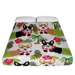 Hula Corgis Fabric Fitted Sheet (california King Size) by Celenk