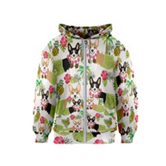 Hula Corgis Fabric Kids  Zipper Hoodie by Celenk