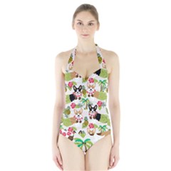 Hula Corgis Fabric Halter Swimsuit by Celenk