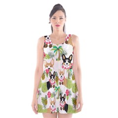 Hula Corgis Fabric Scoop Neck Skater Dress by Celenk