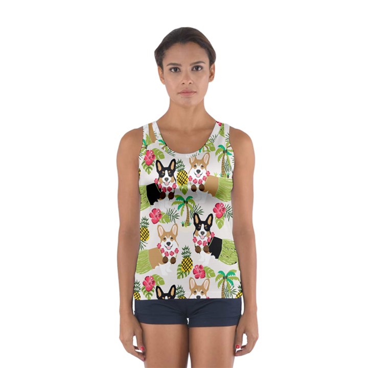 Hula Corgis Fabric Sport Tank Top 