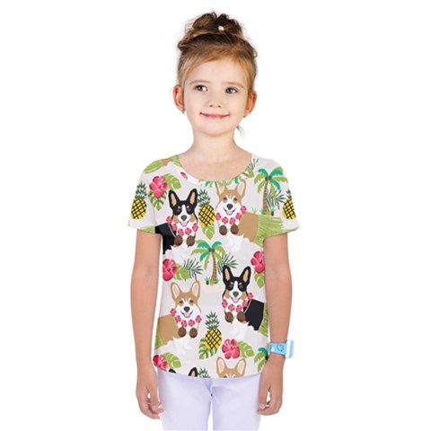 Hula Corgis Fabric Kids  One Piece Tee by Celenk